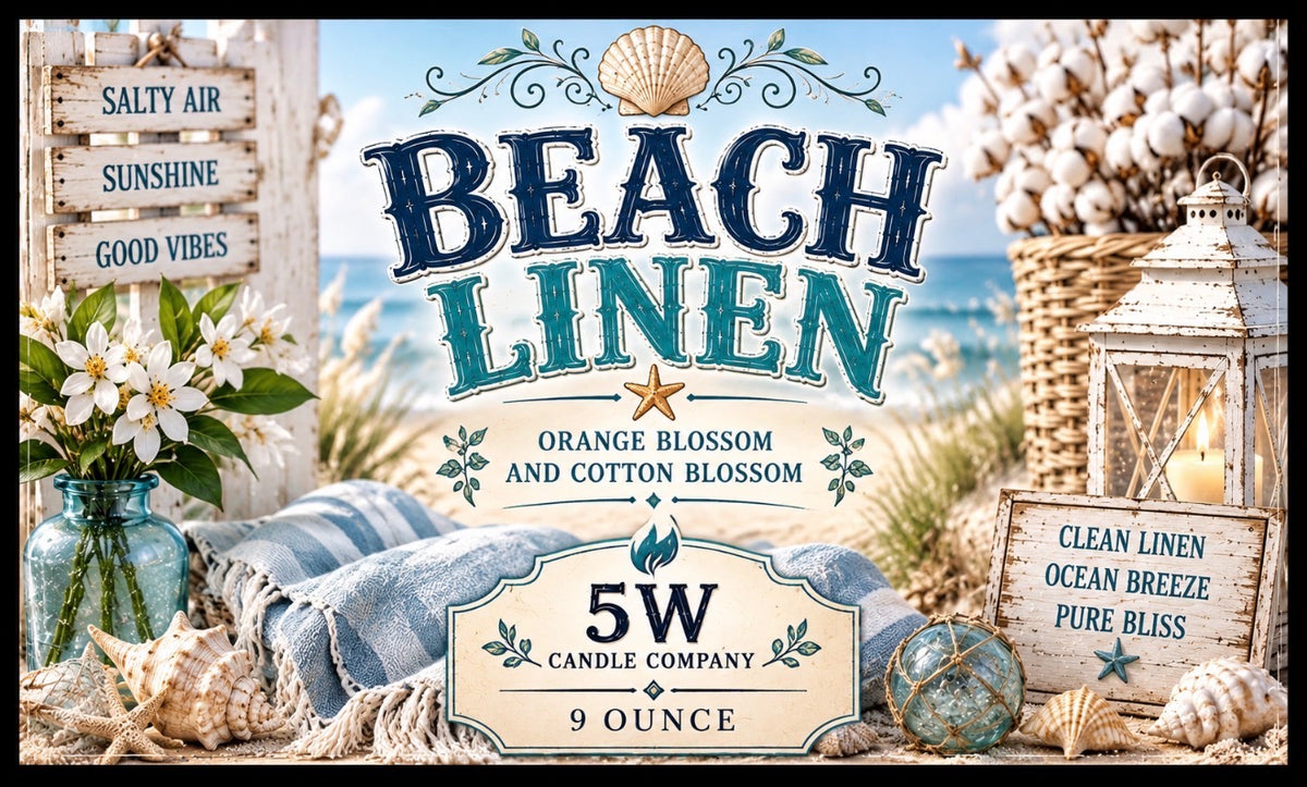 Beach linen 7.5 ounce candle