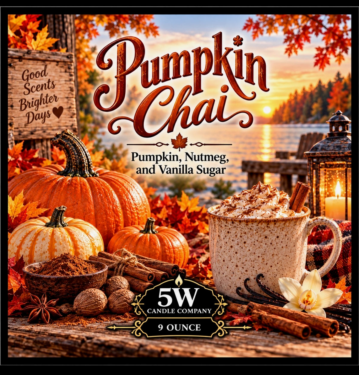 Pumpkin chai 9 ounce candle