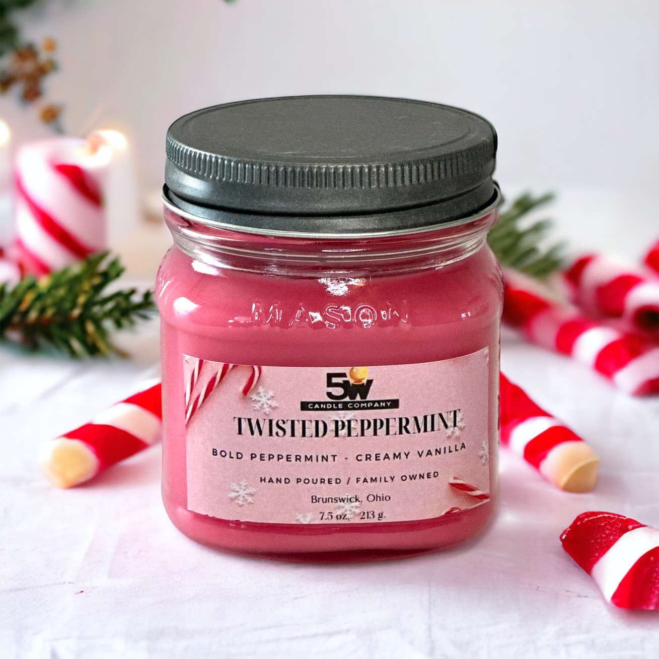 Twisted peppermint 7.5 ounce candle